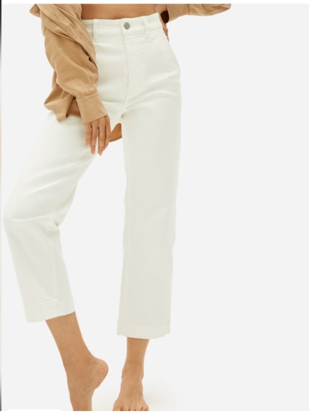 Everlane White denim‎ Cropped Straight-leg Pants with stretch size 4